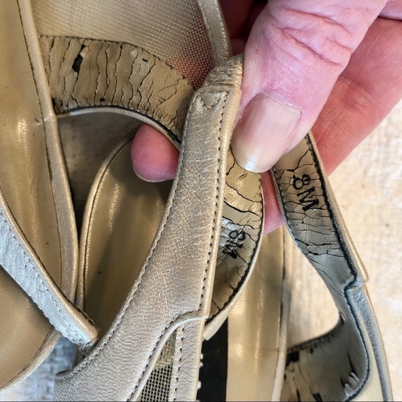 Vaneli Slingback Low Heel Shoe Metallic Beige Mesh Sides Round Toe size 8 - Picture 11 of 12